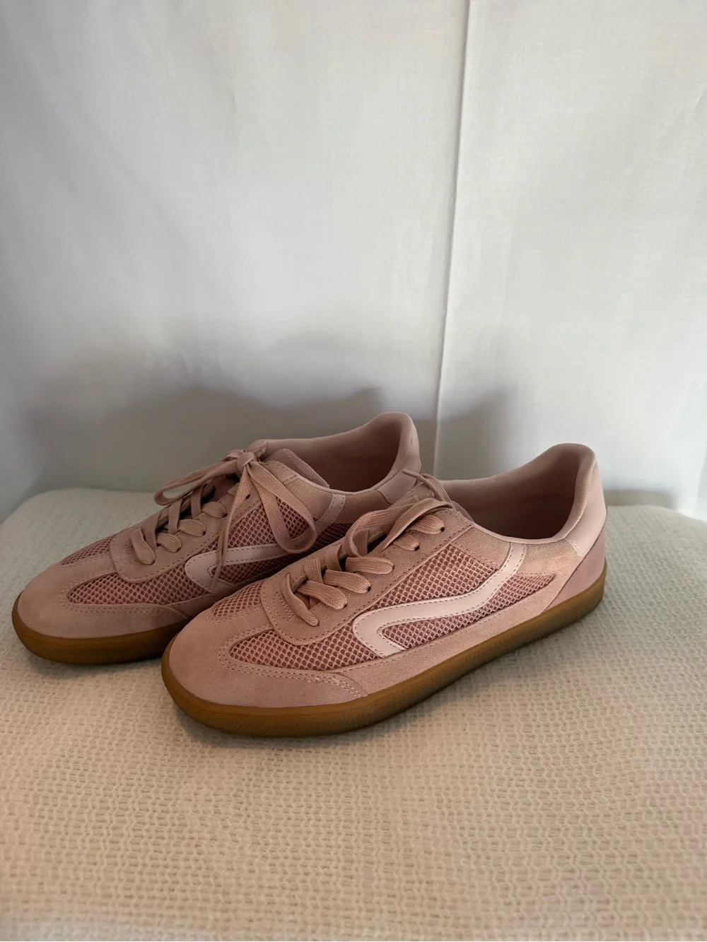 Steve Madden Blush Pink Suede & Mesh Lace-Up Sneakers